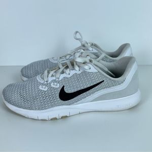 Nike Flex Trainer TR7 WOMENS Sz 7.5 White/Gray/Black Running Training Shoes